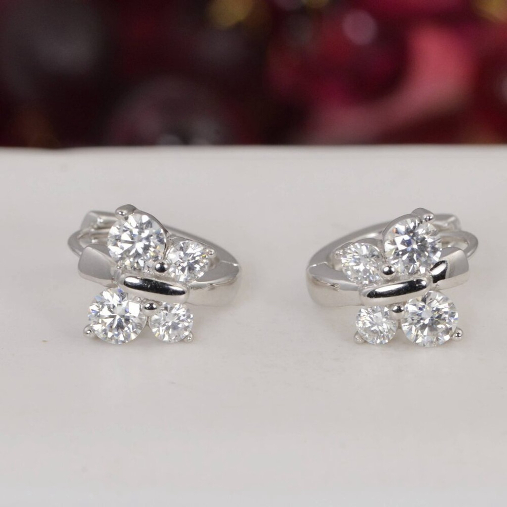 All Moissanite Butterfly Huggies Earrings 925 Sterling